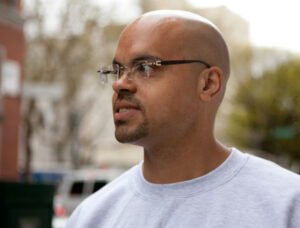 Enceno Macy moments after being released from prison, Photo by Eric Francis.