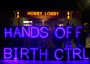 Protest outside Hobby Lobby in Denver.