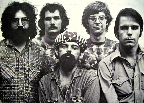 Original lineup of The Grateful Dead: from left, Jerry, Bill, Pigpen, Phil, Bob.