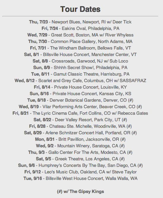 Tour Dates.