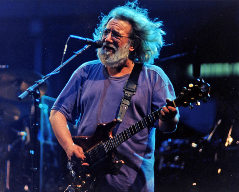 Jerry Garcia photographed by Robbi Cohn, friend of Planet Waves, at Three Rivers Stadium in Pittsburgh, PA, on June 30, 1995. A framed print of this image, called Birdsong, is hung over the PW business office desk.